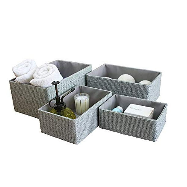 Details about Storage Baskets Stackable Woven Paper Rope Bin Box For Makeup Closet Room 4 Pcs Details about Storage Baskets Stackable Woven Paper Rope Bin Box For Makeup Closet Room 4 Pcs